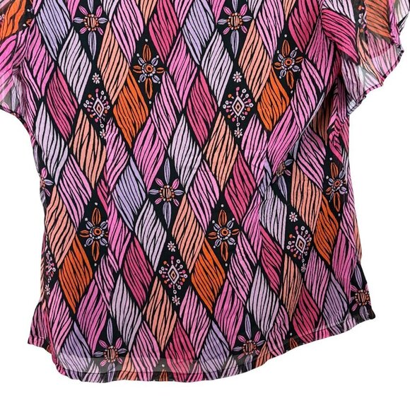 NWT Bob Mackie Silk Button Up Blouse Wearable Art Vibrant Shirt Size S - Picture 10 of 10